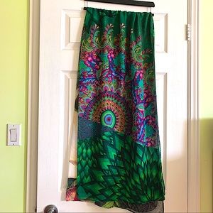 A chic Desigual scarf with vibrant cool colours & pattern.